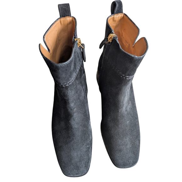 Tory Burch Everly Black Suede Ankle Boots 6 - Picture 2 of 11